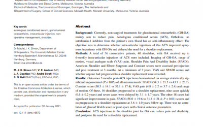 Shoulder injections with autologous conditioned serum reduce pain and disability